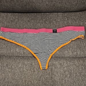 Torrid mid rise cotton thong panty pink black n white stripes 4x